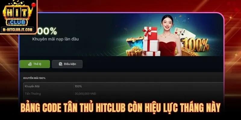 Code tân thủ Hitclub mới nhất tháng này và giá trị phần thưởng kèm theo